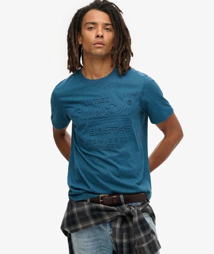 Men's Embossed Graphic T-shirt Blue / Charred Teal Grit - Size: Xxxl - Superdry - Modalova