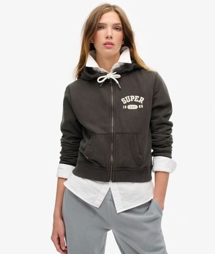 Women's Athletic Essentials Relaxed Crop Zip-hoodie / Bison - Size: 16 - Superdry - Modalova