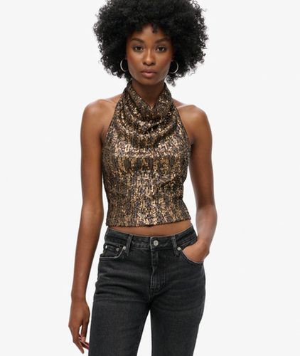 Damen Neckholder-oberteil mit Wasserfallausschnitt und Pailletten - Größe: 38 - Superdry - Modalova