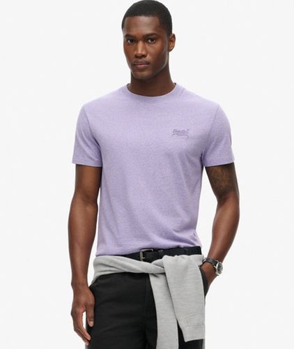 Mens Classic Embroidered Organic Cotton Essential Logo T-Shirt, Purple, Size: XL - Superdry - Modalova