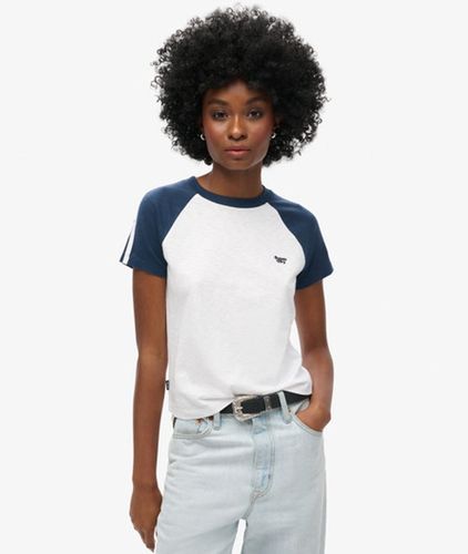 Women's Essential Logo Retro T-Shirt White / Optic/ Richest Navy - Size: 12 - Superdry - Modalova