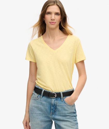 Damen Strukturiertes T-shirt mit V-ausschnitt und Stickerei - Größe: 46 - Superdry - Modalova