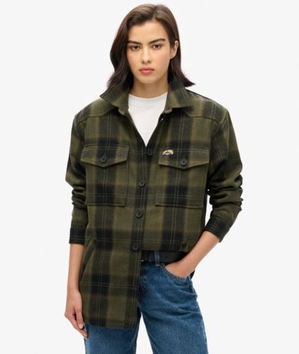 Damen Karierte Hemdjacke mit Teddyfell - Größe: 44 - Superdry - Modalova
