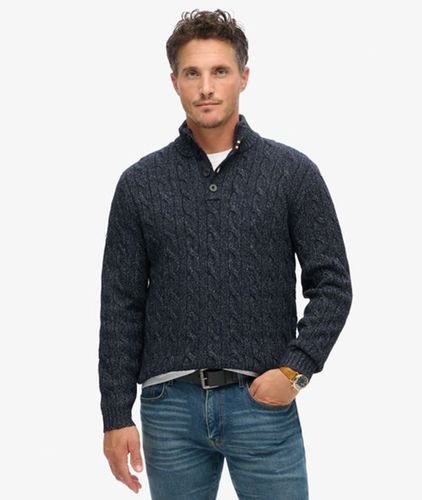 Herren Pullover mit Zopfmuster und Knopfleiste, Größe: L - Superdry - Modalova