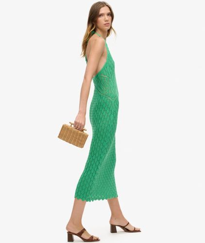 Women's Cotton Crochet Halter Maxi Dress, , Size: 12 - Superdry - Modalova