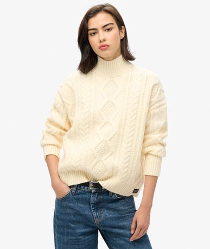 Damen Hochgeschlossener Pullover mit Zopfmuster - Größe: 36 - Superdry - Modalova
