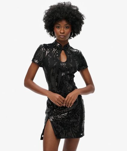 Damen Minikleid mit Pailletten und Mandarinkragen - Größe: 38 - Superdry - Modalova