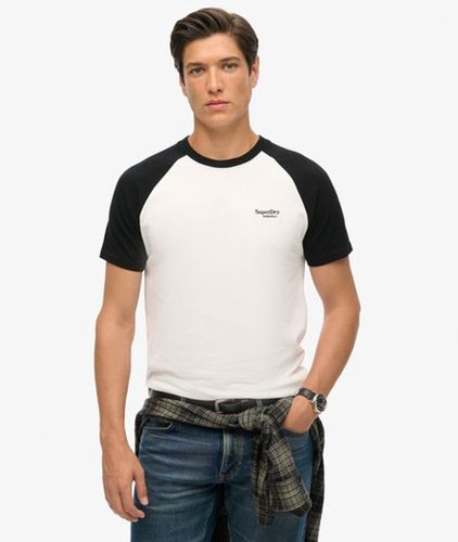 Men's Organic Cotton Essential Logo Baseball T-shirt White / Optic/black - Size: S - Superdry - Modalova