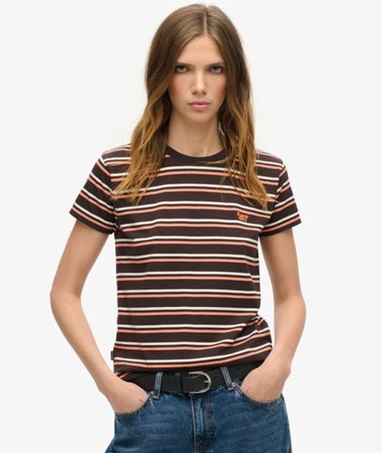 Ladies Slim Fit Essential Logo Striped Fitted T-Shirt, Brown and Black, Size: 8 - Superdry - Modalova