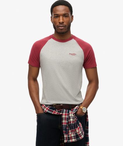 Men's Organic Cotton Essential Logo Baseball T-shirt Red / Grey Marl/vintage Red Marl - Size: L - Superdry - Modalova