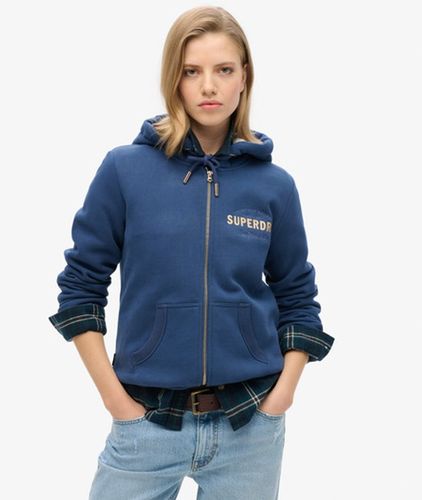 Damen Luxe Kapuzenjacke mit Logo in Metallic-optik - Größe: 38 - Superdry - Modalova