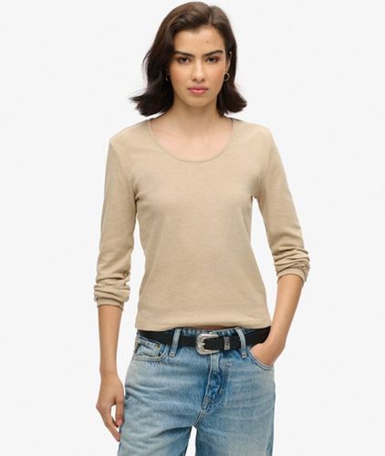 Women's Fine Rib Scoop Neck Long Sleeve Top - Size: 8 - Superdry - Modalova