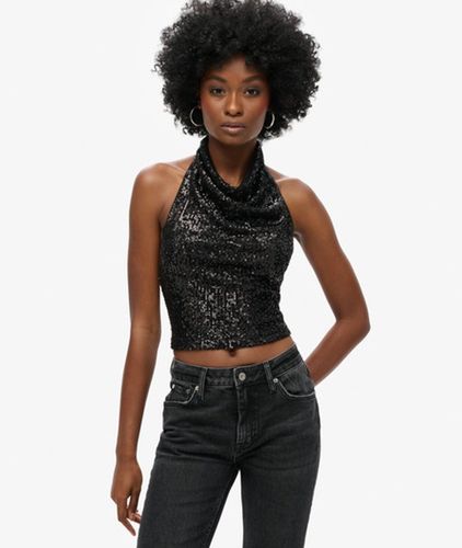 Damen Neckholder-oberteil mit Wasserfallausschnitt und Pailletten - Größe: 38 - Superdry - Modalova