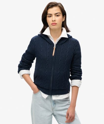 Damen Zopfmuster Strickjacke mit Reißverschluss - Größe: 44 - Superdry - Modalova