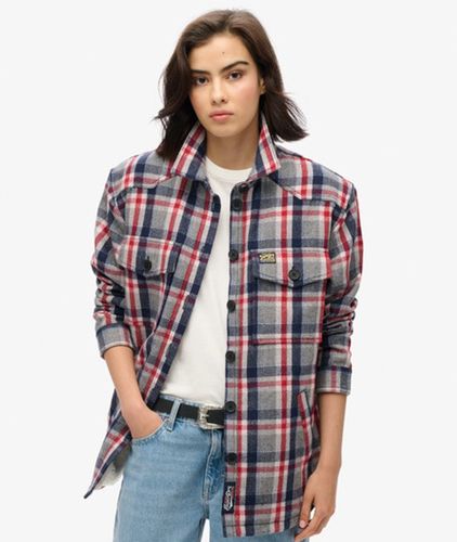 Damen Karierte Hemdjacke mit Teddyfell - Größe: 38 - Superdry - Modalova