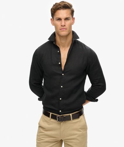 Men's Casual Linen Long Sleeve Shirt Black - Size: Xxxl - Superdry - Modalova