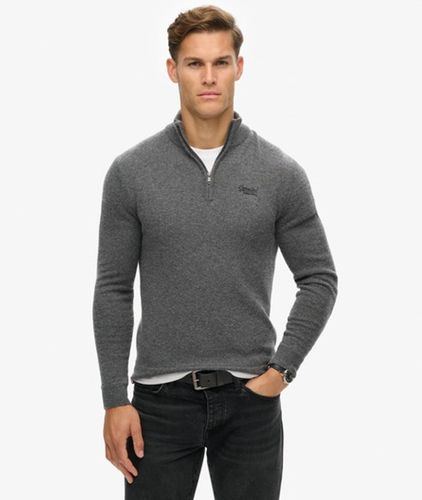 Herren Essential Strickpullover mit Halbreißverschluss und Stickerei, Größe: L - Superdry - Modalova