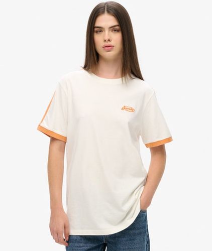 Women's Cotton Oversized Essential Logo Retro Striped T-shirt, White, Size: Xxl - Superdry - Modalova