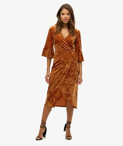 Damen Kurzärmeliges Midi-wickelkleid aus Samt - Größe: 42 - Superdry - Modalova
