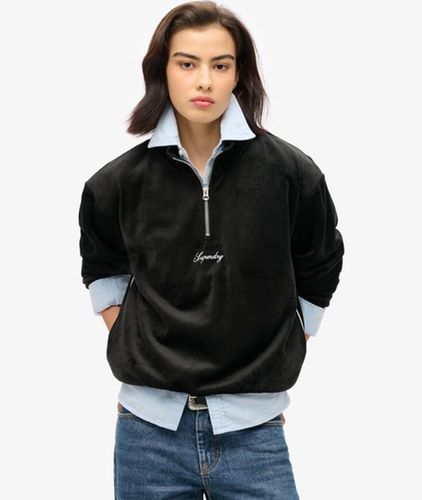 Damen Country Club Velours-oberteil mit Halblangem Reißverschluss - Größe: 42 - Superdry - Modalova
