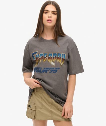 Damen und Oversize-T-Shirt mit Rockband-Grafik im Stil der 70er, Größe: XL - Superdry - Modalova