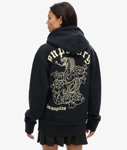 Damen und Oversize-Hoodie mit Reißverschluss Tattoo-Grafik, Größe: L - Superdry - Modalova