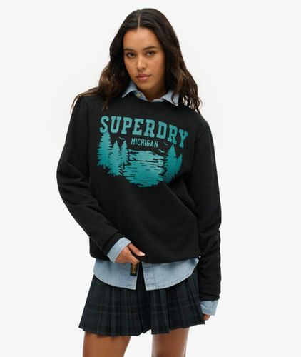 Women's Oversized Outdoors Graphic Crew Sweatshirt / Nero Marl - Size: XL - Superdry - Modalova