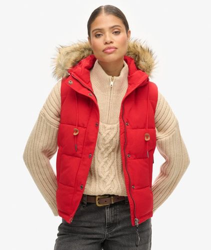 Women's Everest Faux Fur Puffer Gilet / Varsity - Size: 14 - Superdry - Modalova