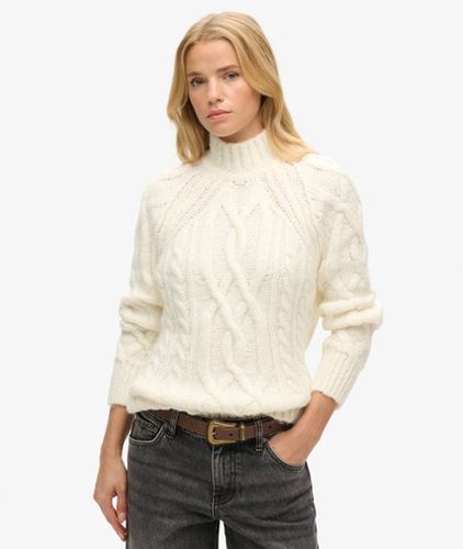 Damen Hochgeschlossener Pullover mit Zopfmuster - Größe: 36 - Superdry - Modalova