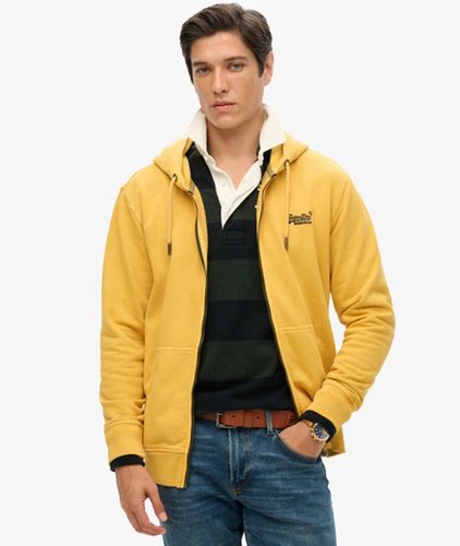 Men's Essential Logo Washed Zip Hoodie Gold / Washed Winter Gold - Size: M - Superdry - Modalova