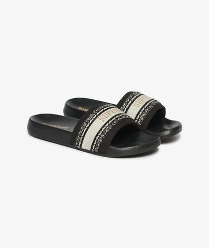 Women's Webbing Interest Pool Sliders Black - Size: 3-4 - Superdry - Modalova
