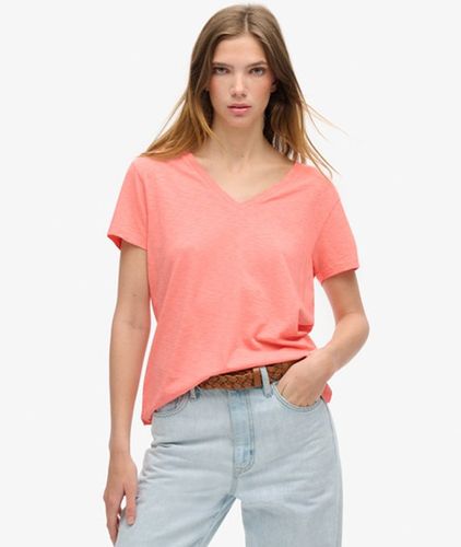 Damen Strukturiertes T-shirt mit V-ausschnitt und Stickerei - Größe: 40 - Superdry - Modalova