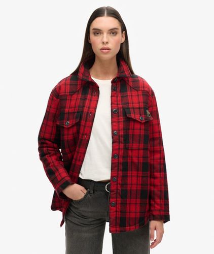 Damen Kariertes Flanellhemd mit Teddyfell - Größe: 36 - Superdry - Modalova