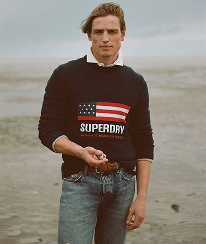 Herren und Vintage Athletic Strickpullover Grafikdruck, Größe: L - Superdry - Modalova