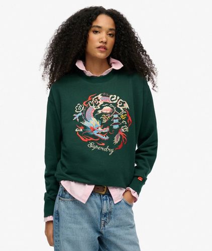 Women's Lässiges Suika Sweatshirt mit Rundhalsausschnitt und Stickerei / - Größe: 40 - Superdry - Modalova