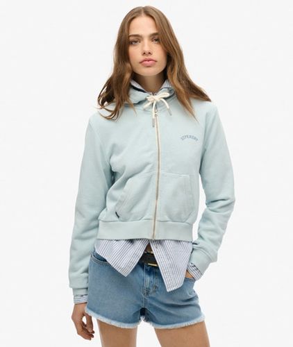 Women's Essential Logo Cropped Zip Hoodie / Winter Sky Blue - Size: 16 - Superdry - Modalova