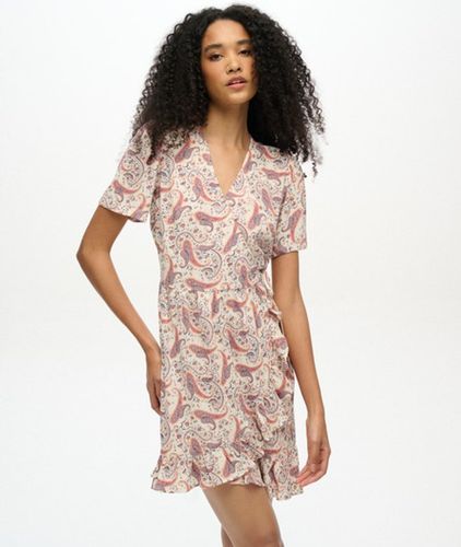 Damen Kurzärmeliges, Bedrucktes Mini-wickelkleid - Größe: 38 - Superdry - Modalova