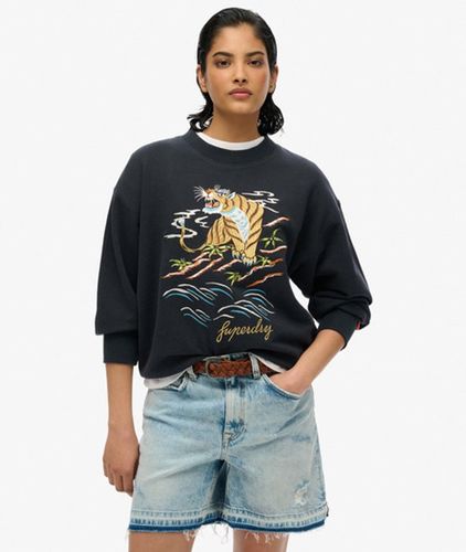 Damen Lässiges Suika Sweatshirt mit Rundhalsausschnitt und Stickerei - Größe: 38 - Superdry - Modalova