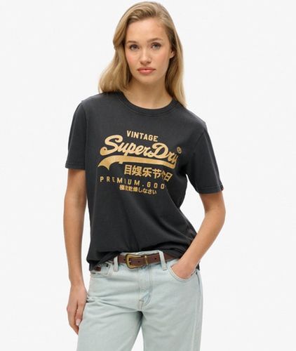 Damen Lässiges Vintage T-shirt mit Metallic-logo - Größe: 40 - Superdry - Modalova