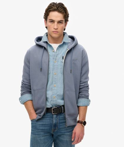 Men's Essential Logo Zip Hoodie Blue / Heritage Washed Blue - Size: Xxxl - Superdry - Modalova