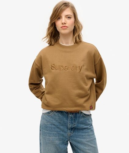 Damen Baumwolle Embroidered Core Logo Loose Crew Sweatshirt, - Größe: 42 - Superdry - Modalova