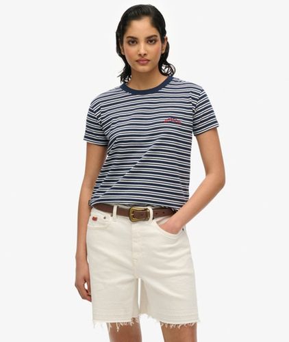 Women's Essential Logo Striped Fitted T-shirt Navy / Richest Navy Stripe - Size: 12 - Superdry - Modalova