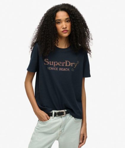 Women's Venue Metallic Relaxed T-shirt / Eclipse - Size: 14 - Superdry - Modalova