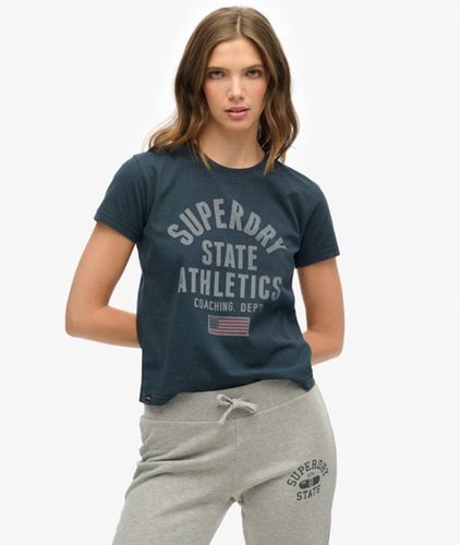 Women's Athletic Graphic Fitted T-shirt / Eclipse - Size: 14 - Superdry - Modalova