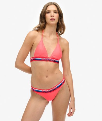 Women's Triangle Stripe Bikini Top / Hyper Fire Pink - Size: 10 - Superdry - Modalova