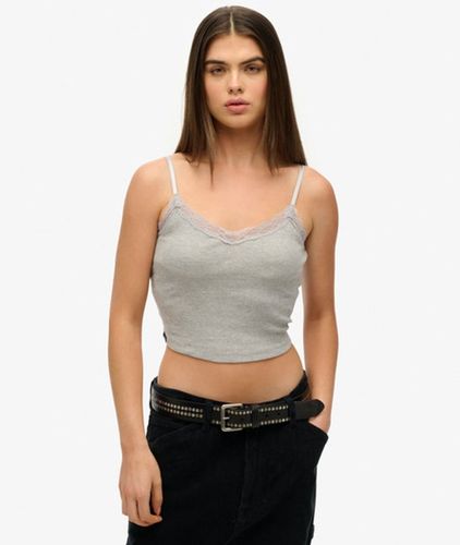 Damen Kurzes Athletic Essentials Trägertop mit Spitzenbesatz - Größe: 42-44 - Superdry - Modalova