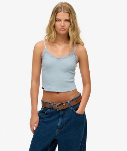 Damen Kurzes Athletic Essentials Trägertop mit Spitzenbesatz - Größe: 34-36 - Superdry - Modalova