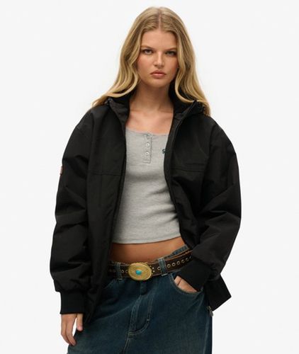 Women's Oversized Surplus Nylon Hooded Bomber Jacket Black / Jet Black - Size: L - Superdry - Modalova