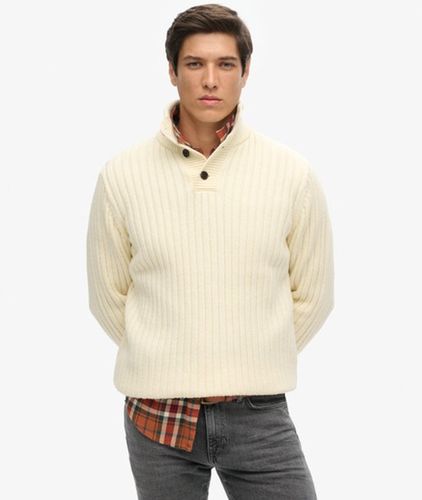 Men's Gerippter Pullover mit Halber Knopfleiste - Größe: L - Superdry - Modalova