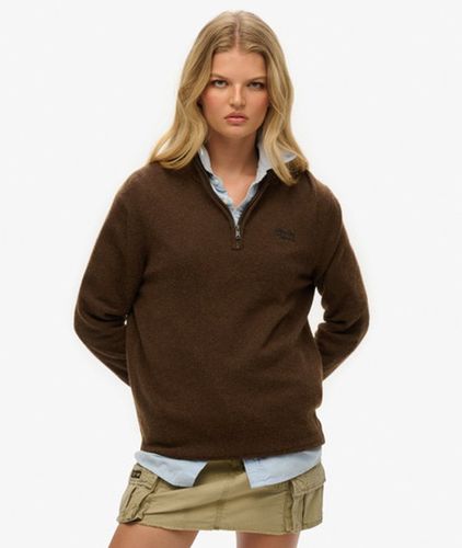 Damen Essential Strickpullover mit Halbreißverschluss und Stickerei - Größe: XL - Superdry - Modalova